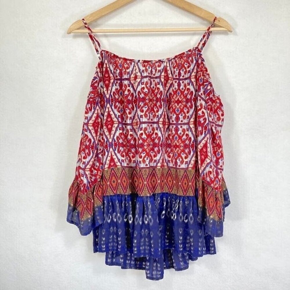 Beach Lunch Lounge Top Peep Shoulder Bell Sleeve Boho Y2K Resort XS